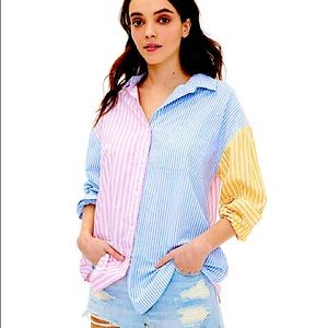 Aeropostale Multi Stripe Button-Down Dad Shirt Size Small